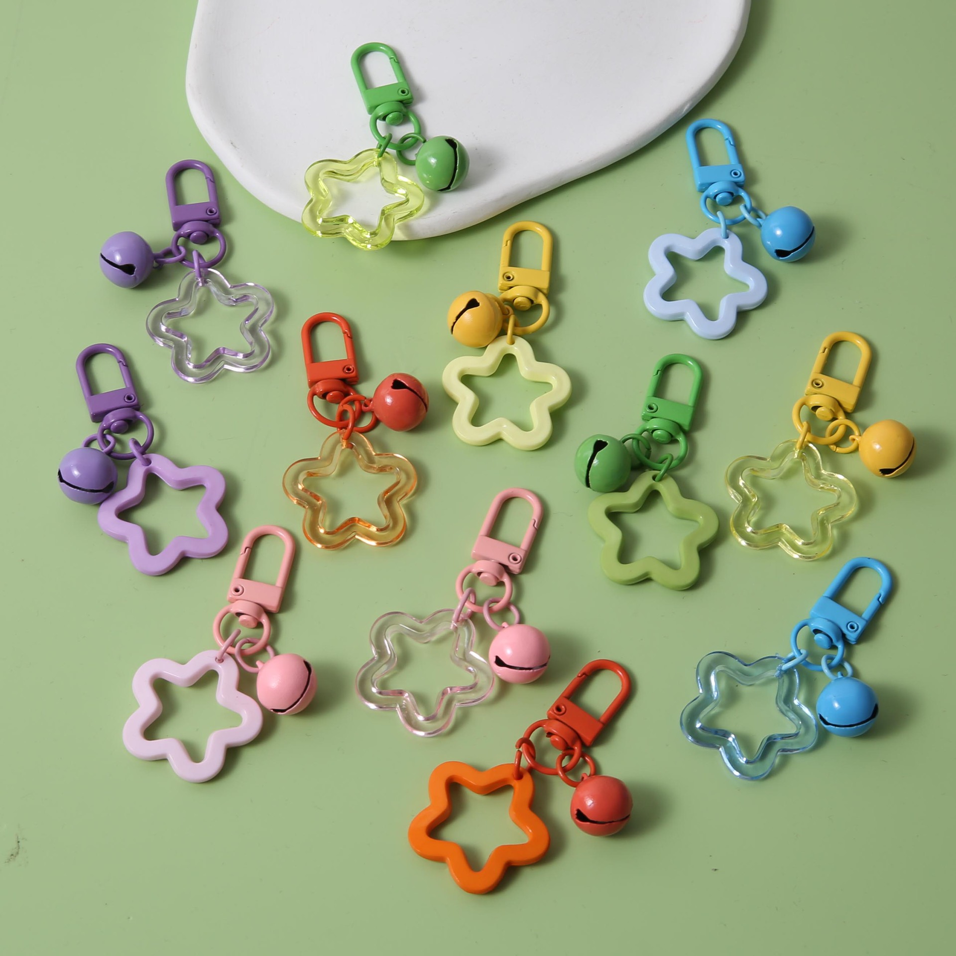 花朵钥匙扣 diy手机壳链条airpods保护套耳机壳梅花铃铛挂饰挂件