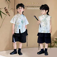 Детский костюм для мальчиков Hanfu новый китайский стиль костюм для детей летом тонкий новый китайский костюм из двух частей