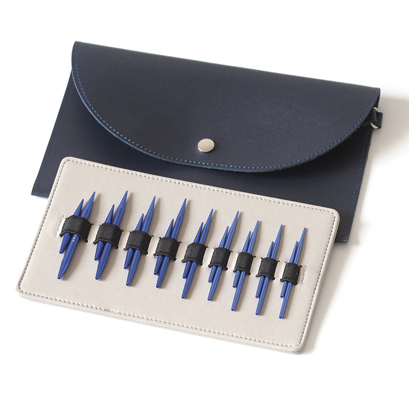 5 + 8 aguja de manga azul alúmina desmontable aguja de anillo conjunto intercambiable herramienta de tejido de aguja de suéter