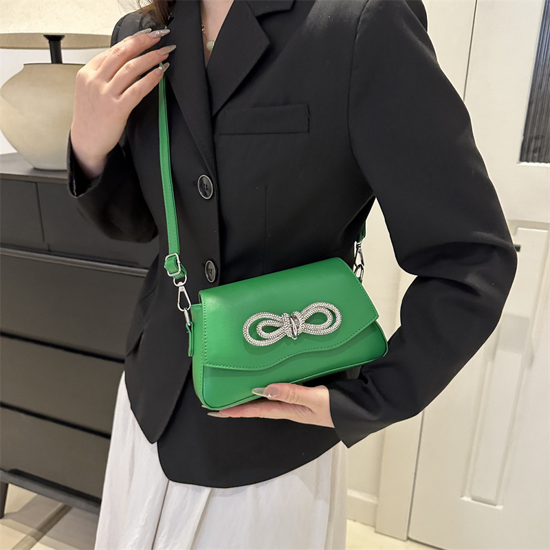 2024 primavera y el verano de moda bowknot bolso de las mujeres de alto grado rhinestone brillante cristal hombro bolsa de mensajero bolsas de todo el partido