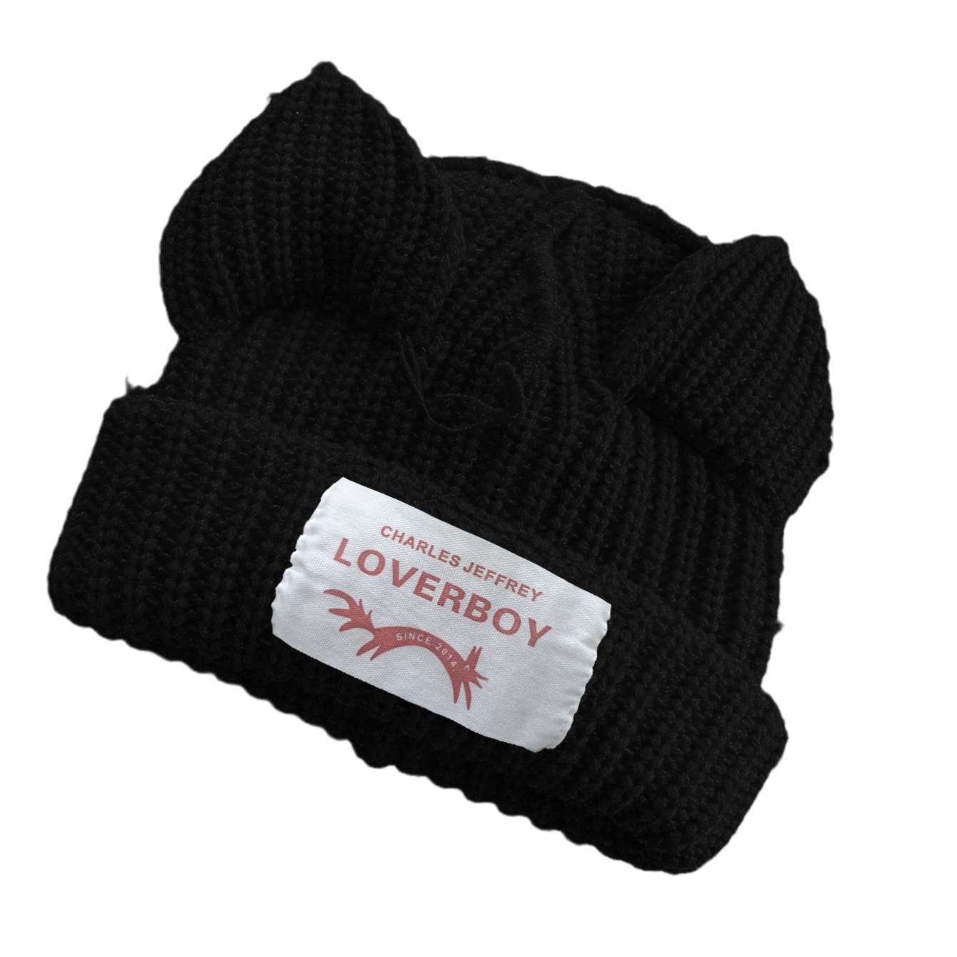 Gross LOVEBOY etiqueta gorra de tejido orejas de gato gorra de tejido mujer gorra de tejido estilo coreano amplio bordado gorra de lana caliente
