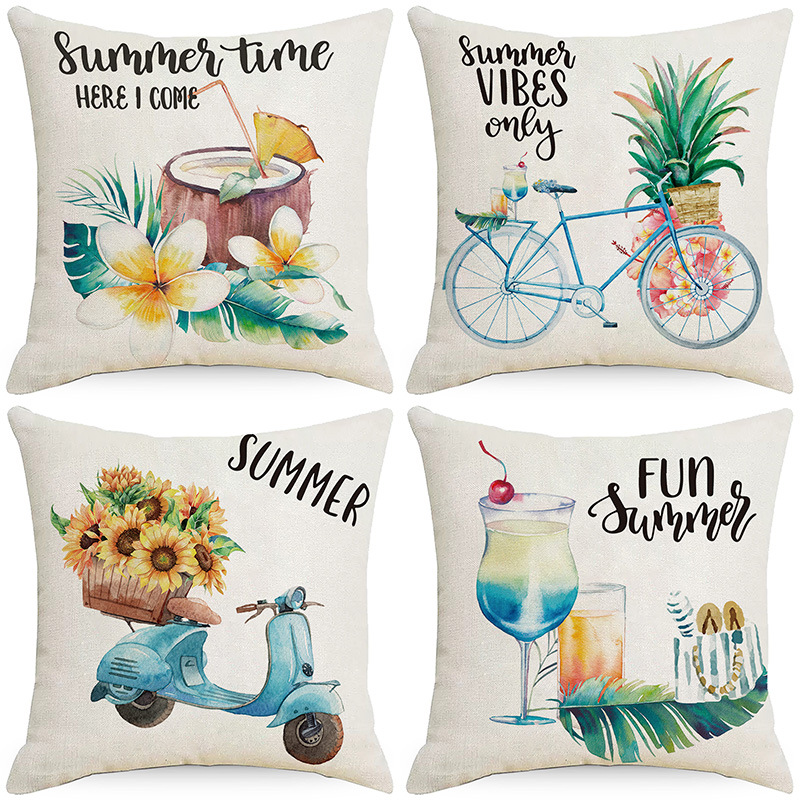 80g Weight Pillow Cases Home Textiles & Decor Type Linen Material Plant, Flower Pattern Pastoral Style Pastoral Plant Flower Linen Pillow Cases 2