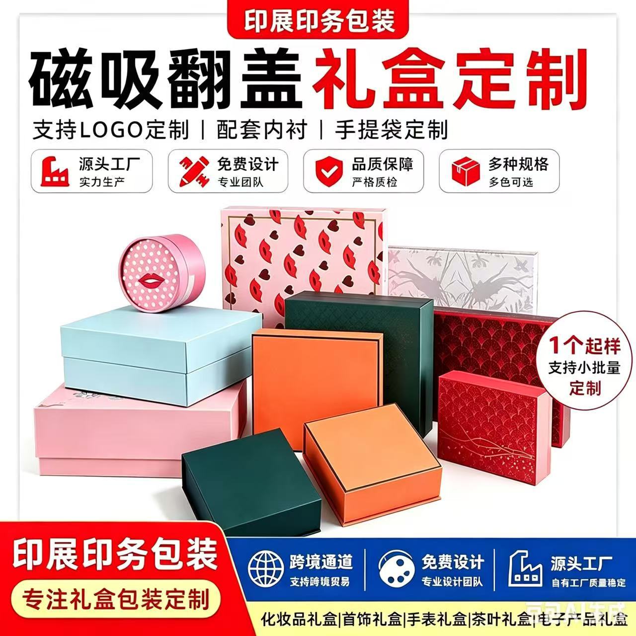 精品磁吸翻盖礼盒定制包装盒印刷天地盖礼盒设计纸盒折叠彩盒盲盒