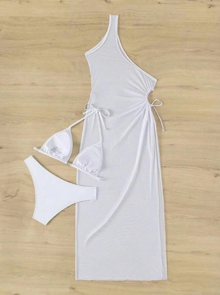 Women's Simple Style Solid Color 3 Pieces Set Bikinis Swimwear display picture 7