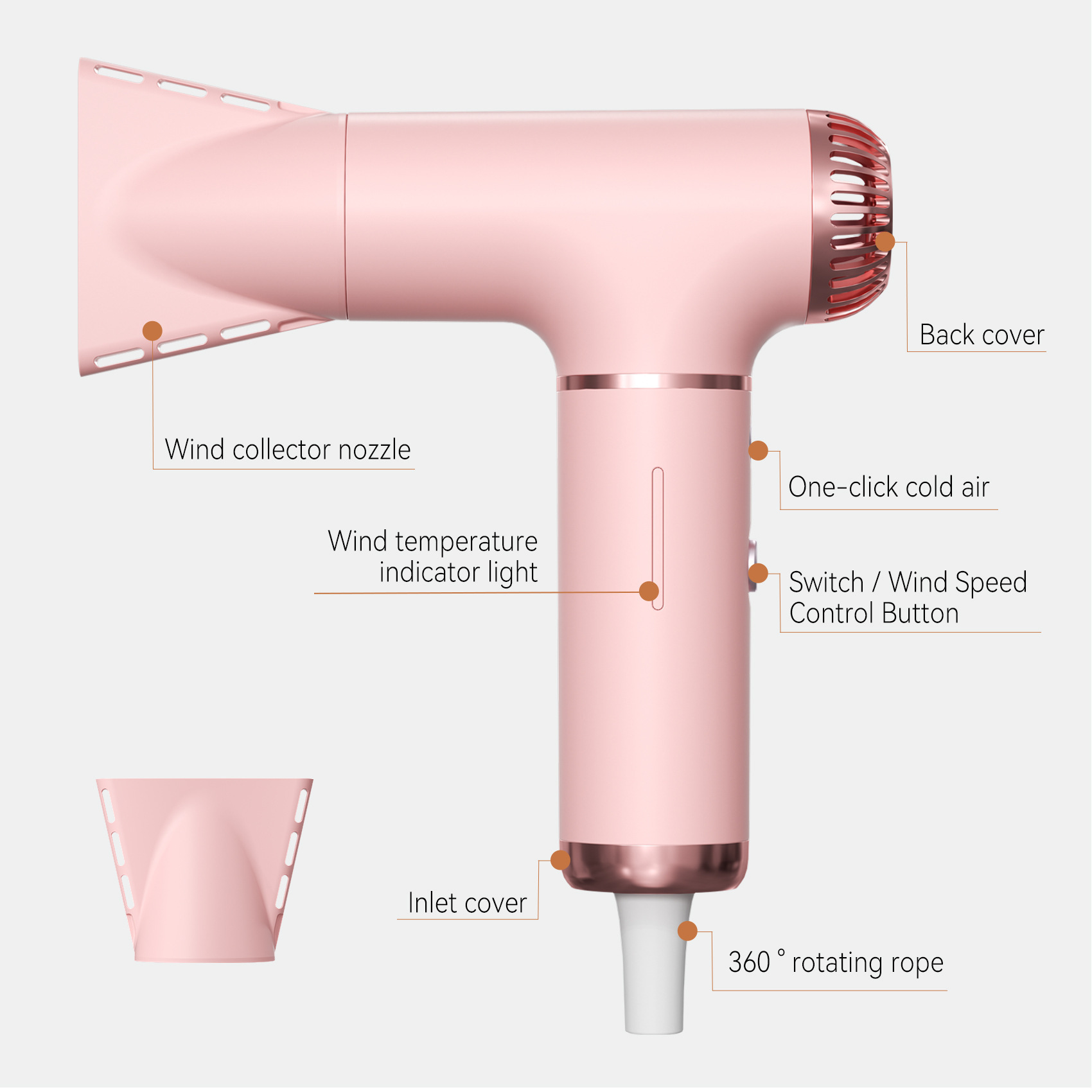 Popular Korean Portable High-speed Dormitory And Home Use, High-power, Strong Airflow Mini Hair Dryer For Travel_voghion.com