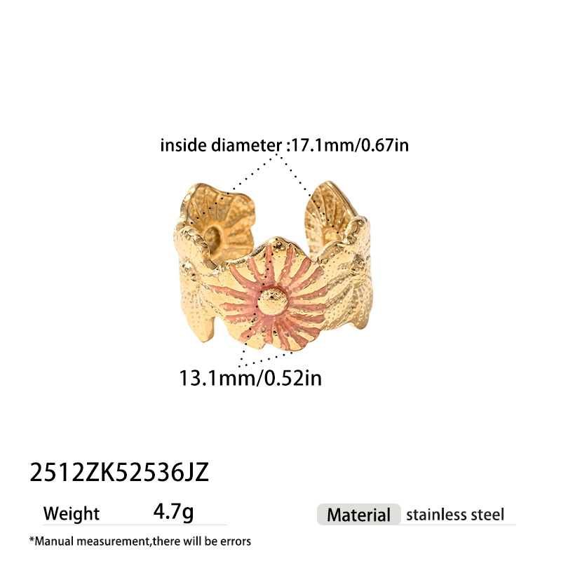 TENA Europa y los Estados Unidos acero inoxidable transfronterizo margarita estilo francés lujo ligero de alto nivel sensación anillo de anillo de mano femenina lote de joyas de mano