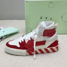 欧洲站外贸新款off潮牌男鞋真皮高帮板鞋女个性百搭休闲运动鞋