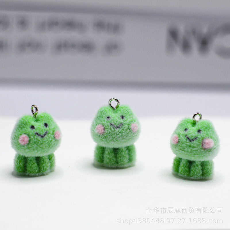 Foreign trade shy frog wholesale creative animal pendant cartoon flocking mobile phone chain bag ornaments for friends gift