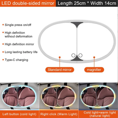 Car Sun Visor Makeup Mirror Hd Magnifying Beauty Mirror Led Touch Light Car Co-Pilot Sun Visor Dimming Comb (Sun visor rearview mirror) - makeup-mirror