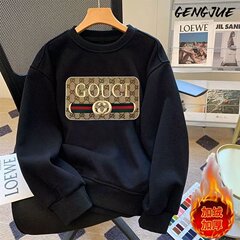 ヨーロッパのファッションブランドのプリント男性のガードルの重ポンドの華綿の丸首とベルベットの秋冬のゆったりしたファッションの百合上着