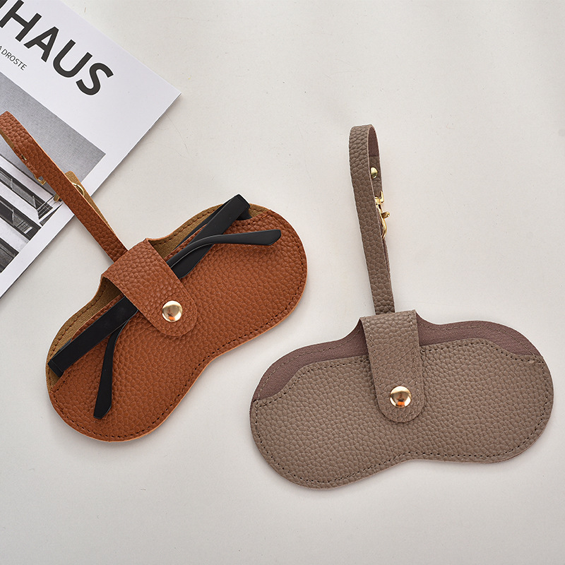 40g Weight Glasses Pouch Classification Pu Leather Material Solid Color Pattern Unisex Gender Vintage Style, Simple Style Style Vintage Style Simple Style Solid Color Pu Leather Unisex Glasses Pouch 2