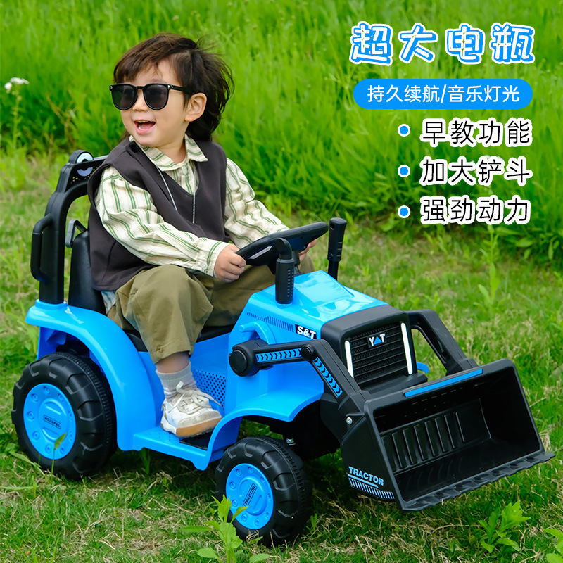 Bulldozer eléctrico para niños con cabina para bebés, excavadora recargable de juguetes de cuatro ruedas, vehículo de ingeniería de control remoto image 4
