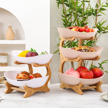 创意一到多层水果盘欧式三层干果盘竹木架家用零食盘糖果托盘果篮