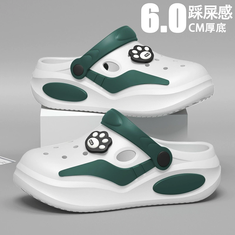 Ступать на фекалии, чтобы чувствовать дырки, мужские летние 2025 новые полубаотоу наружные толстые подошвы, полутолщенные пляжные холодные тапочки