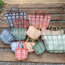 2024透明手提包大容量伴手礼草编包夏季菜篮子PVC女包手拎定制