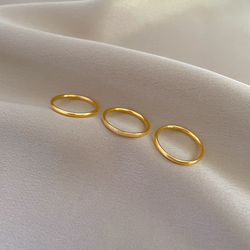 Minimalist Geometric Three-in-one Titanium Steel Ring Unisex_voghion.com