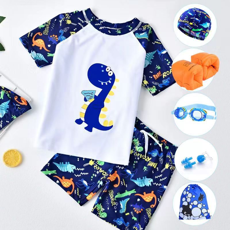 【Distribution】Summer Children's Swimwear Set, Quick-Drying, Sun-Protective, Cartoon Swimwear for Older Boys