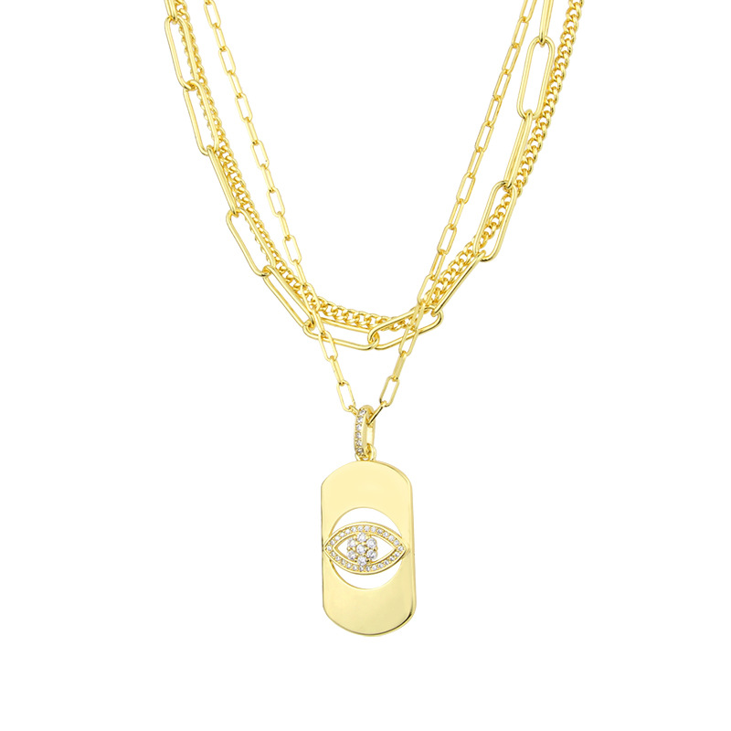 INS Cross-Border E-Commerce New Gold-Plated Eye Necklace Factory Direct Supply Spot Double Chain Fas