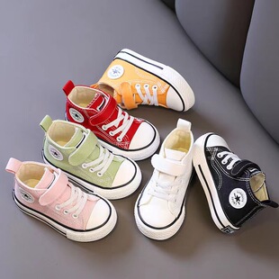 Children's Canvas Shoes High-Top Kidsren's Sneakers Girls' Cloth Shoes 2025 New Boys' Shoes Spring & Fall Casual White Shoes