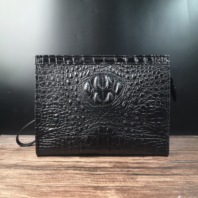 Factory portable wholesale crocodile print business wash bag 2024 new embossed hand grip men's bag men's bag
