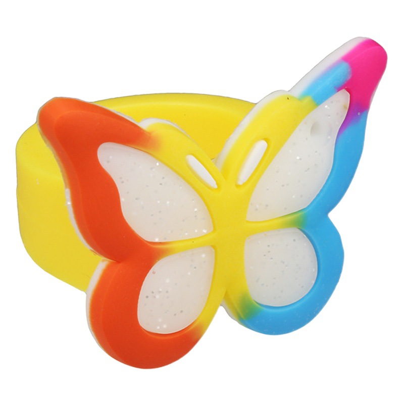 Cross-border Amazon new butterfly ring PVC soft rubber children's ring female silicone ring gift wholesale