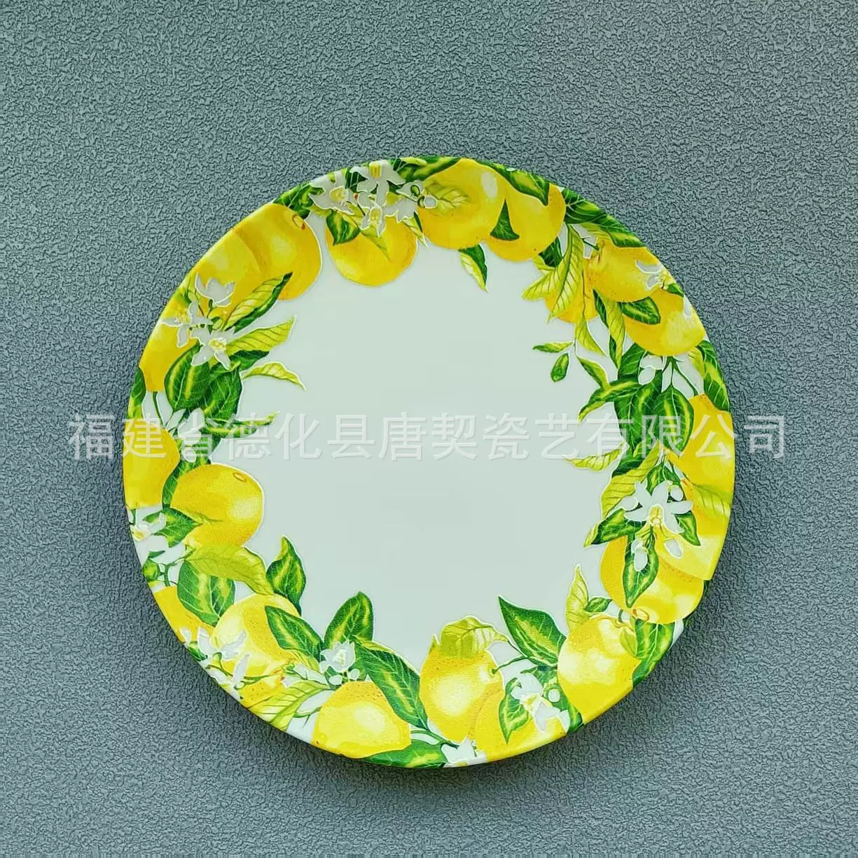 圣诞果盘 圆形18cm陶瓷盘 外贸陶瓷柠檬 图案首饰盘 圣诞果盘托盘