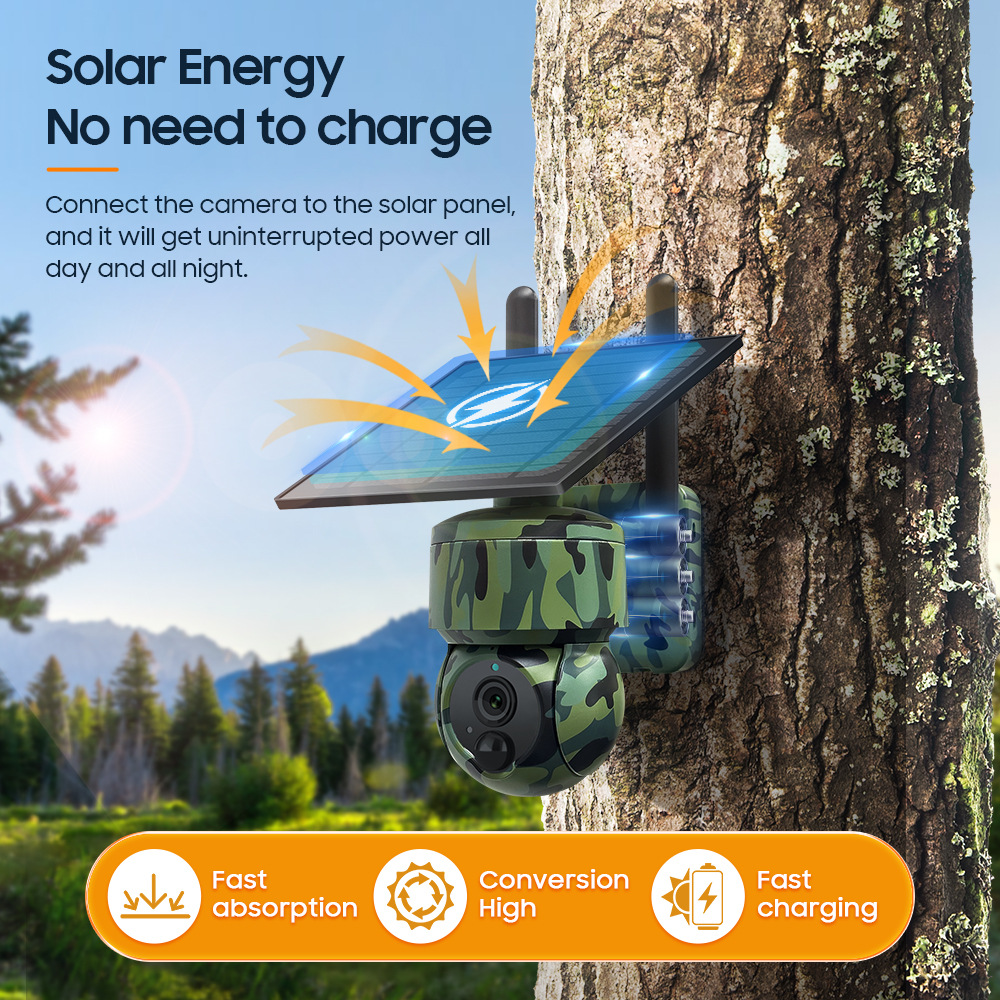 Cámara de caza de posicionamiento GPS 3MP HD visión nocturna al aire libre de baja potencia cámara de camuflaje de monitoreo solar 4G