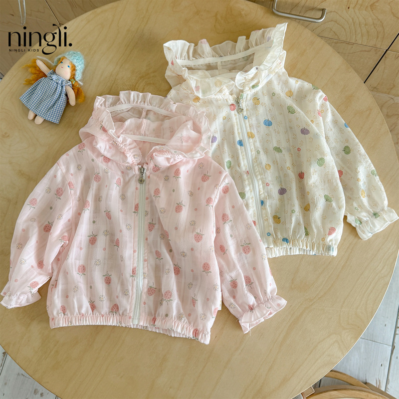 Ningli Girls' Lightweight Summer Jacket New Style Baby Physical Sun Protection Air Conditioning Cardigan Summer Children's Top Children's Clothing Ningli Girls' Lightweight Summer Jacket New Style Baby Physical Sun Protection Air Conditioning Cardigan Summer Children's Top Children's Clothing