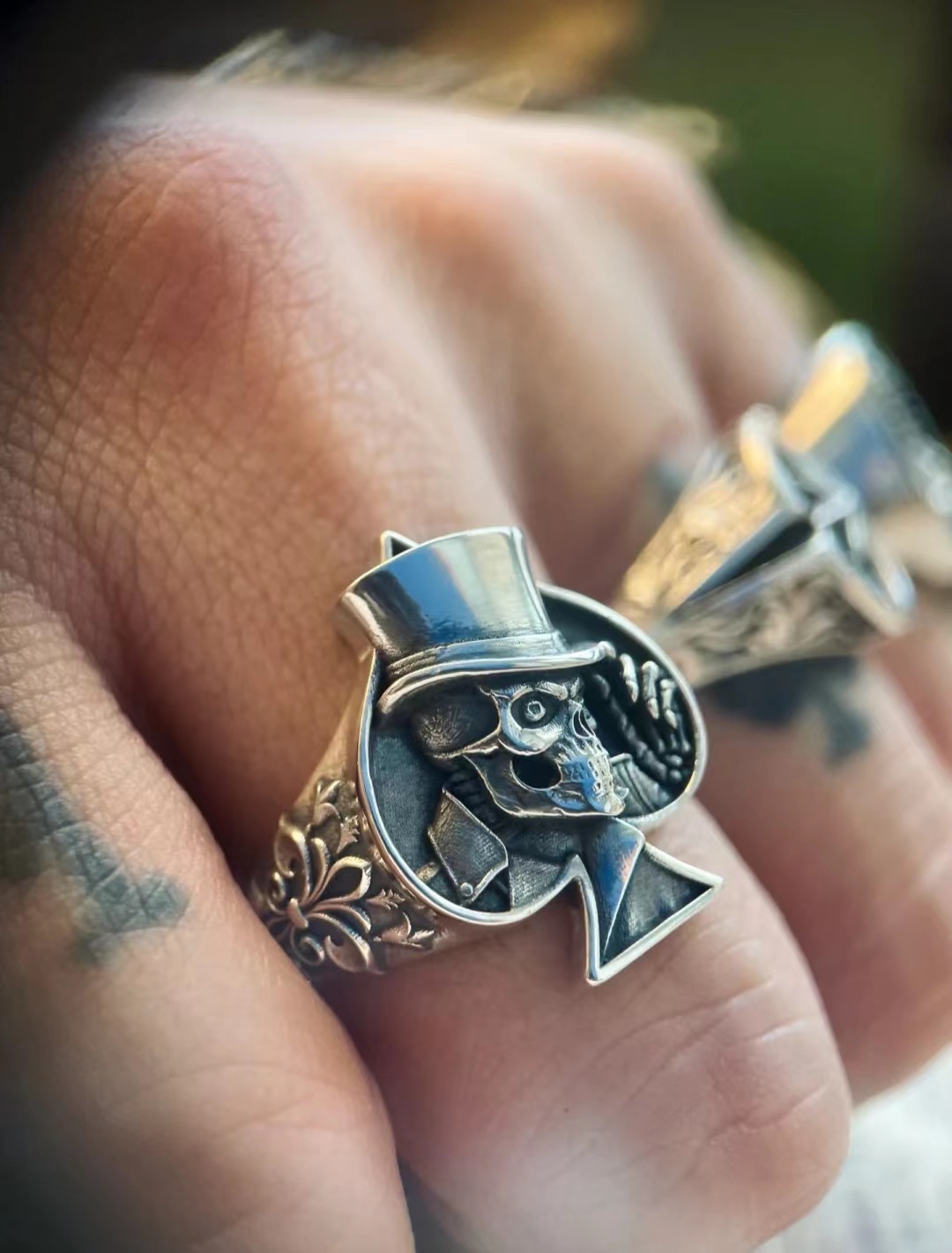 Men's Gender Gothic Hip-Hop Retro Skull Zinc Alloy Plating Halloween Men's Rings