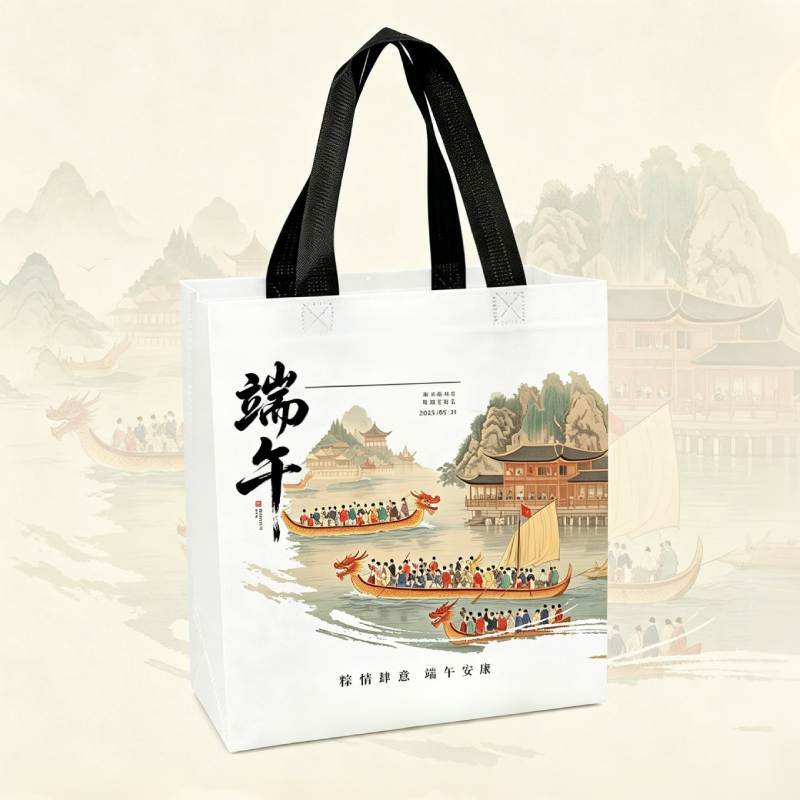 Boat Boat Festival Zongzi huevo no tejido en blanco bolsas de publicidad personalizadas bolsas de publicidad corporativa