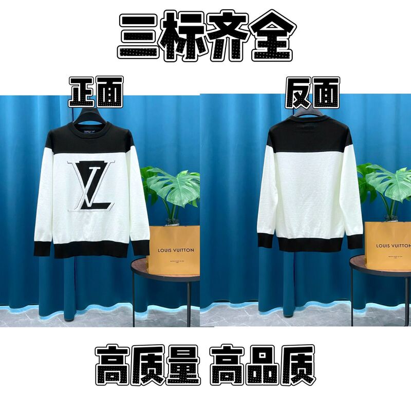 2025秋冬新款潮牌字母满身logo圆领针织毛衣男女款宽松休闲上衣|undefined