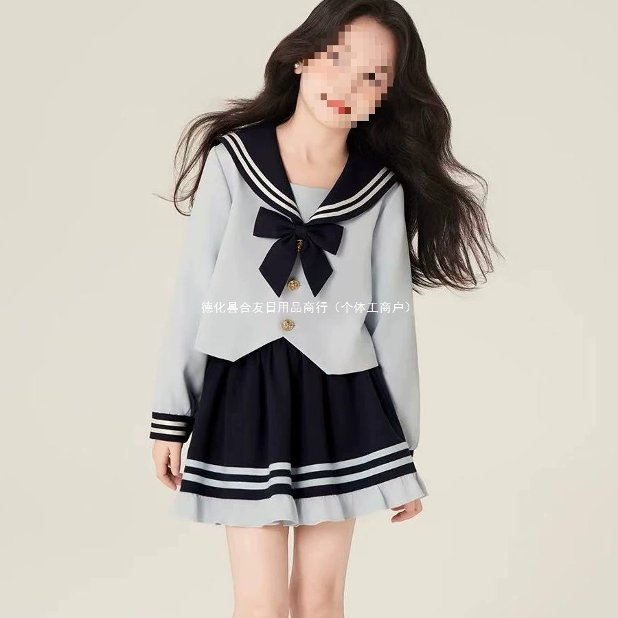 Детская одежда, костюм для девочек, весенний новый темно-синий стиль, легкий комплект в студенческом стиле с кроликом и полицейским, комплект из двух предметов