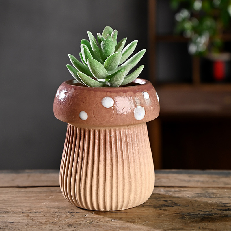 Hongos creativos maceta carnosa cerámica para el hogar cerámica cerámica especial cerámica gruesa control de raíz pequeña pila vieja lavabo liquidación al por mayor