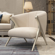轻奢美式沙发客厅现代别墅沙发香槟色欧式实木布艺沙发椅组合定制