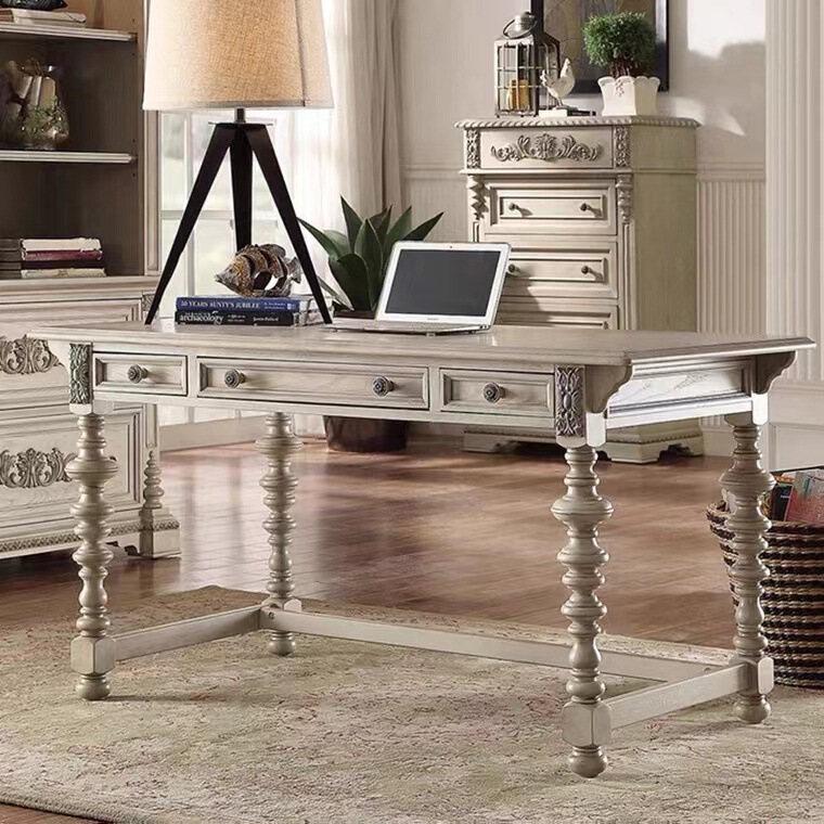 American Country Solid Wood Desk Desk Study Furniture French Oak Vintage Old Writing Desk Computer Desk