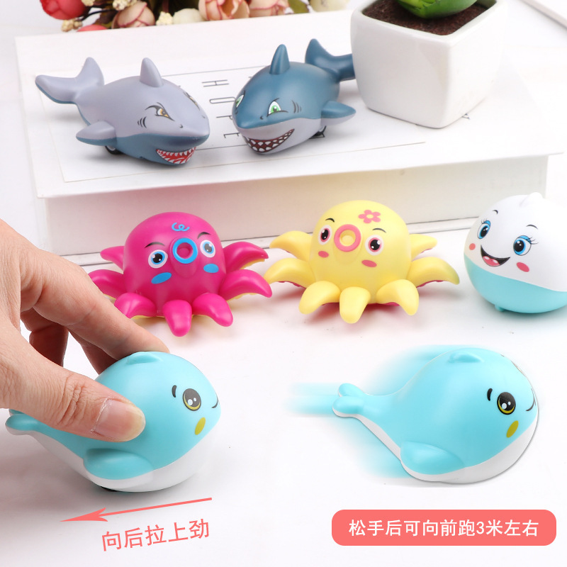 Pull Back Car Children's Toys Animals Marine Animals Series Great White Shark Octopus Whale Factory Direct Supply Cross-Border Batch