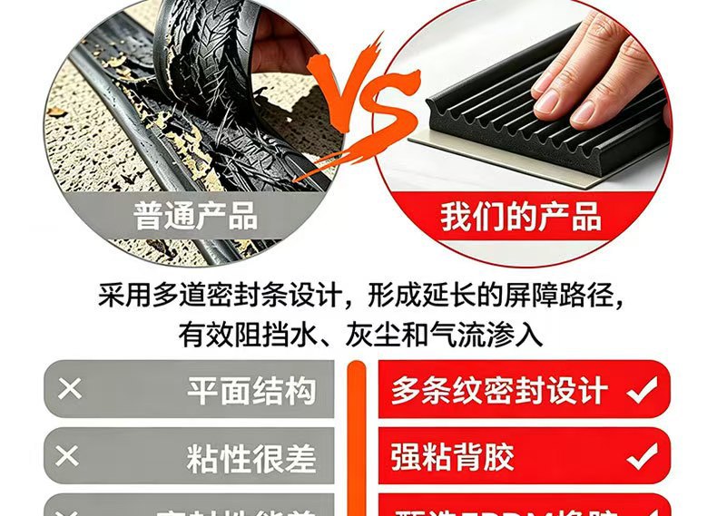 Car and truck sealing strip, truck tailgate top cover sealing rubber strip, self-adhesive rubber sealing strip for pickup trucks to reduce noise
