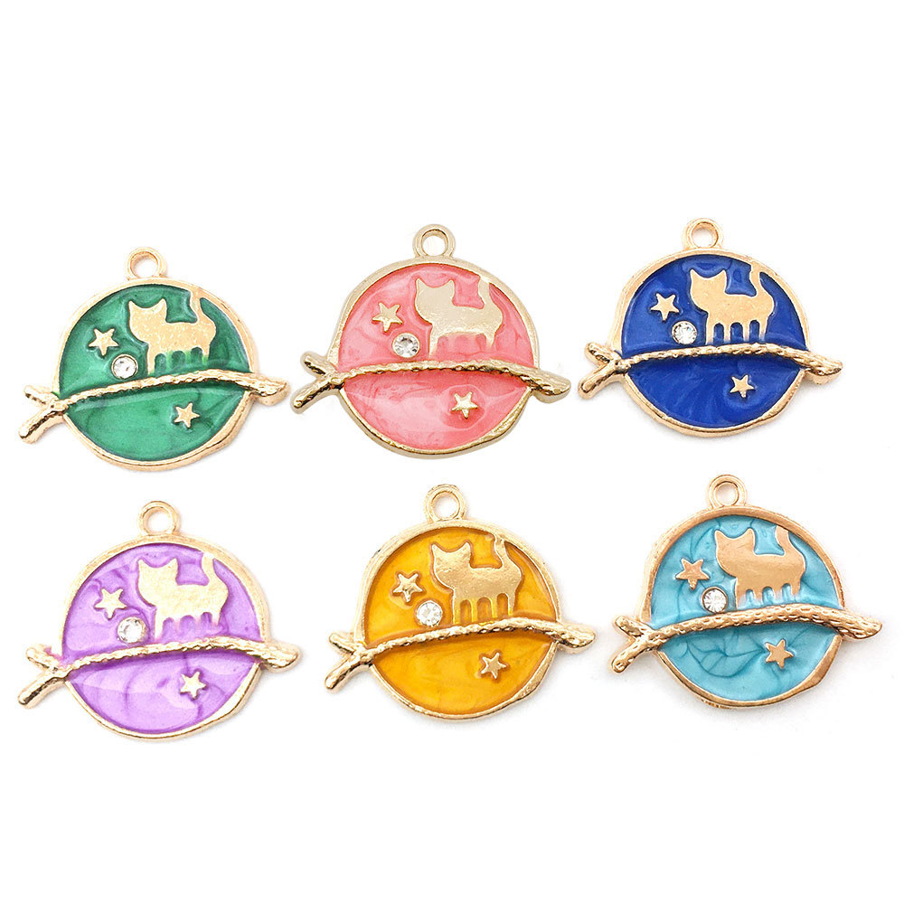 Diy accesorios de joyería coreanos gota de aleación de aceite colgante pequeño pulsera colgante brillante luna estrella globo colgante