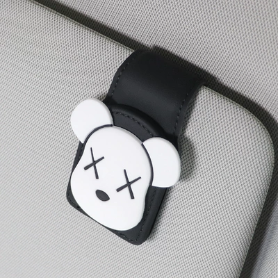 Car Sun Visor Storage | Car Glasses Clip/Bill Clip - xx-white-bear-b-style-black-u-shaped-glasses-clip