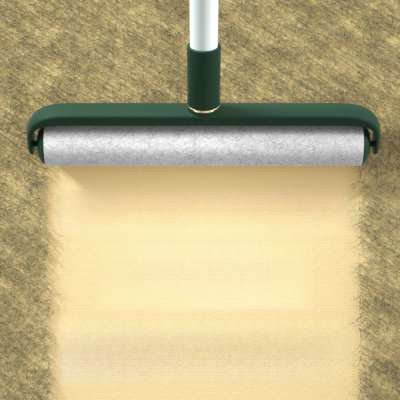 Ролик для удаления шерсти кошек с кроватей, подметания пыли с пола и впитывания волос с длинной ручкой и отрывной бумагой.