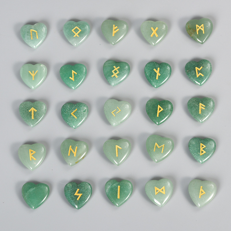 Amazon europeo y americano Venta caliente 25 cristal natural amor Luen carta ruoni Rune cristal piedra