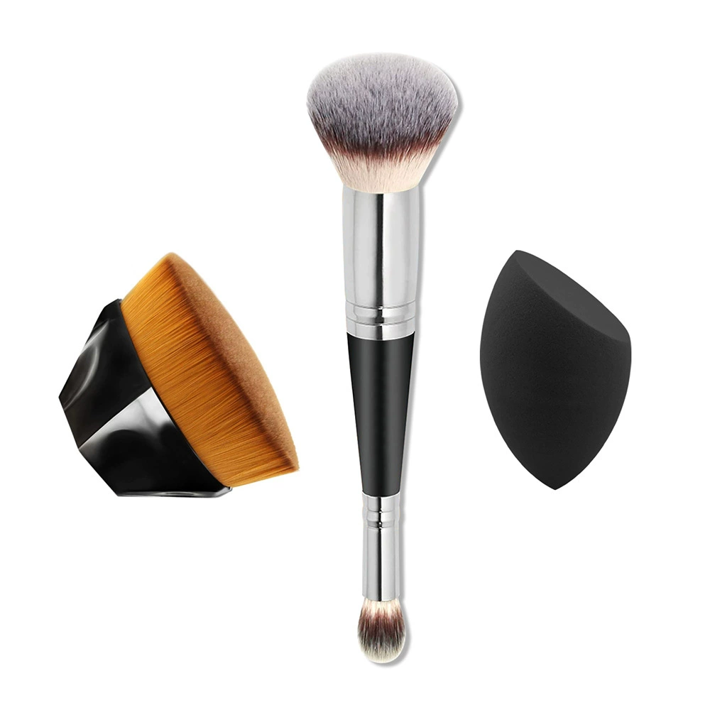 Double-sided Foundation Brush 2-in-1, Premium Makeup Primer & Eyeshadow Brush, Beginner Kit