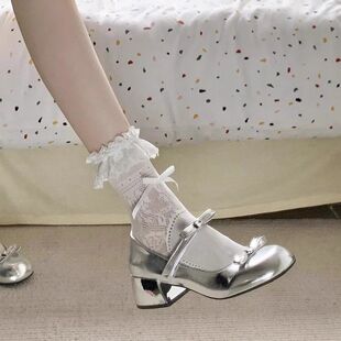 French Retro Style with Skirt, Round Toe Shallow Mouth Small Leather Shoes, New Sweet and Cute Princess Style Lolita Shoes