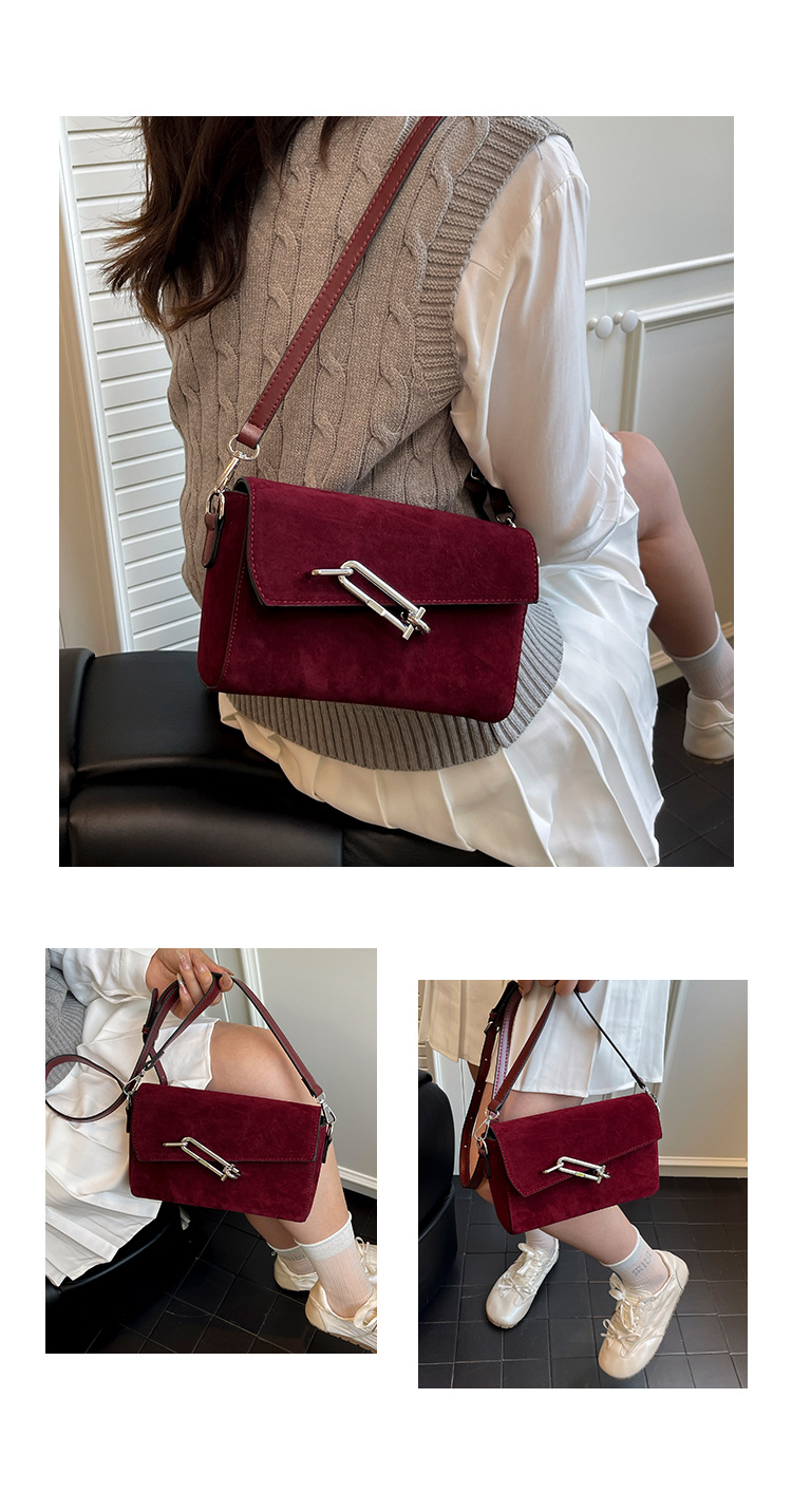 Suede Exquisite Lockbox Bag For Women 2025 New Model, Light Luxury, Niche High-End Sense, Shoulder Bag, Crossbody Lock Buckle Small Square Bag_voghion.com