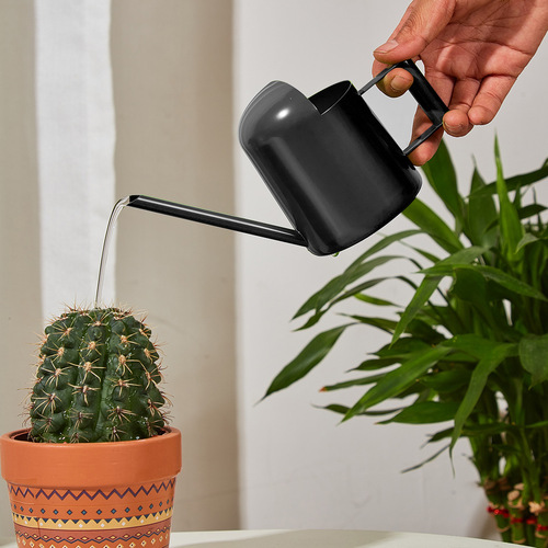 Stainless steel watering kettle metal long mouth black mini children's watering kettle gardening kettle 300ML