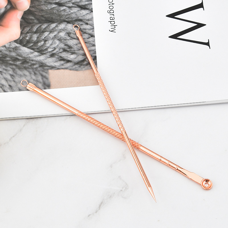 Fábrica al por mayor acné aguja 4 piezas conjunto acné aguja belleza herramientas Rosa oro acné aguja traje