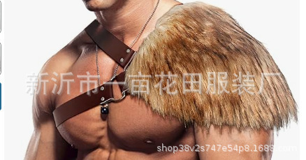 男性式バイキング毛襟マント中世戦士毛皮マントハロウィーンLARP冬コスプレ衣装|undefined
