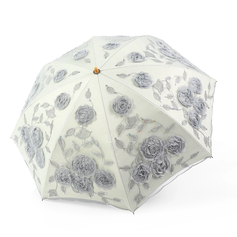 Double-layer umbrella solar-powered for princess, sun protection, UV protection, with embroidery