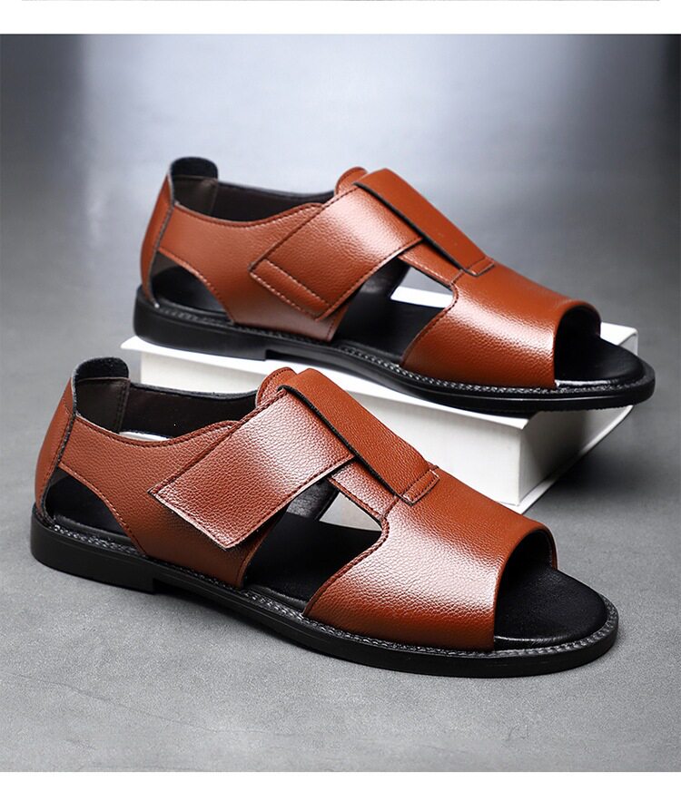 Sandal nam quai dán hở ngón chống trượt kiểu La Mã đi biển — Màu nâu, màu đen chi tiết 22