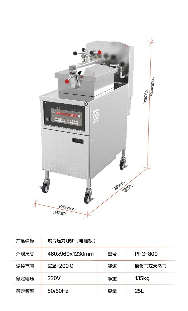 电脑版美式燃气压力炸鸡炉滤油电热油炸锅炸酒店设备详情10